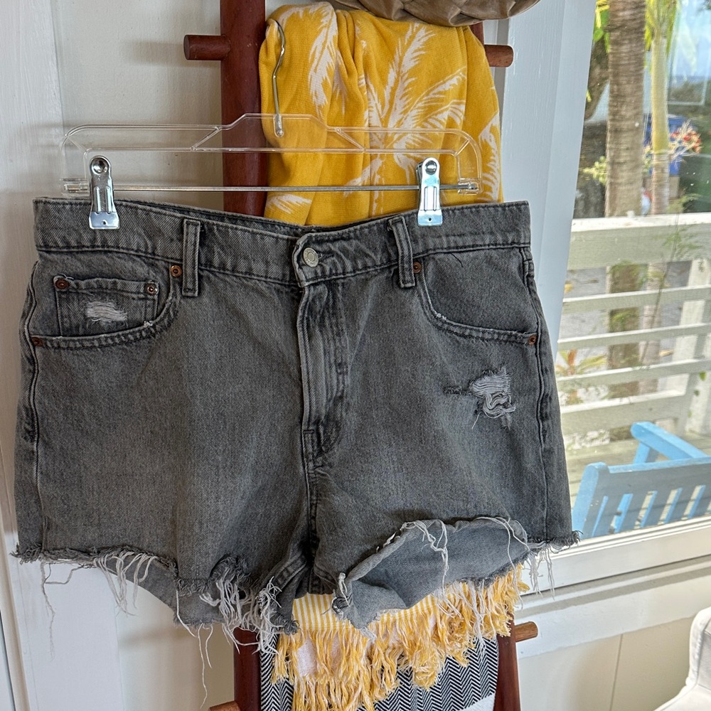 GAP Charcoal Distressed Jean Shorts